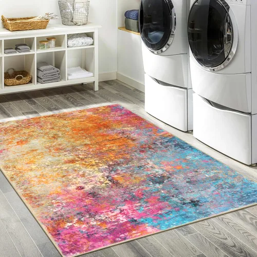 Miniatura 7 de Lahome Alfombra de Área Abstracta Moderna - Alfombras de Cocina Lavables de 3x5 pies, Alfombra Colorida para Dormitorio Antideslizante, Alfombras
