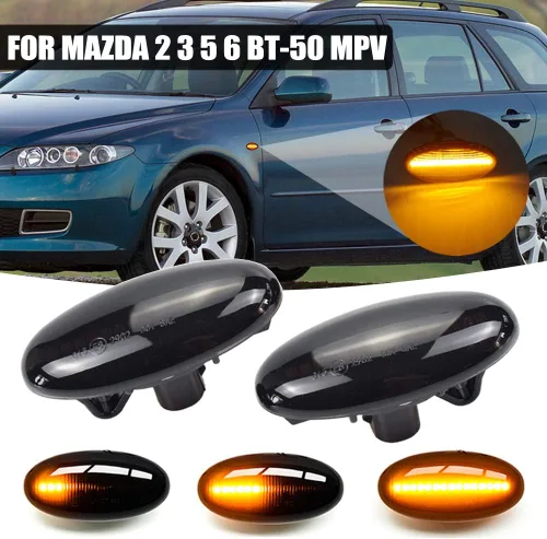 Miniatura 5 de Para-Mazda 2 para Mazda 3 5 6 BT-50 MPV 2 piezas LED dinámica señal de giro lateral luz intermitente secuencial luz intermitente (amarillo)