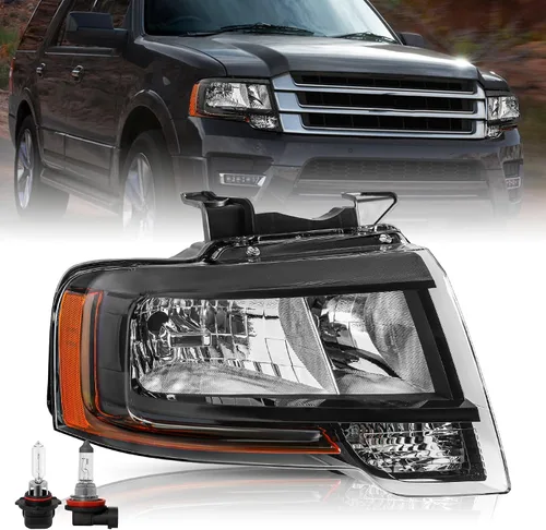 Miniatura 11 de TUSDAR Conjunto de faros delanteros con bombillas para Ford Expedition 15, 16, 17, lado izquierdo del conductor, repuesto de faros delanteros