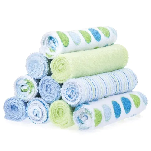 Miniatura 14 de Spasilk Juego de Paños de Lavado para Bebés Recién Nacidos Niños y Niñas, Juego de Paños de Rizo Suave, Paquete de 10, Azul