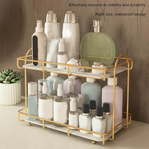 Miniatura 3 de Organizador debajo del fregadero, organizador de baño, estante de almacenamiento de cosméticos de gran capacidad de 2 niveles, estante