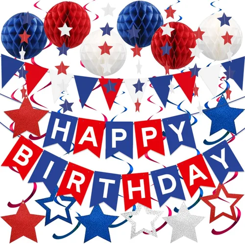 Miniatura 7 de Decoraciones de Fiesta de Cumpleaños en Negro y Rosa - Pancarta de Feliz Cumpleaños, Bolas de Panal, Remolinos de Estrellas, Puntos Circulares
