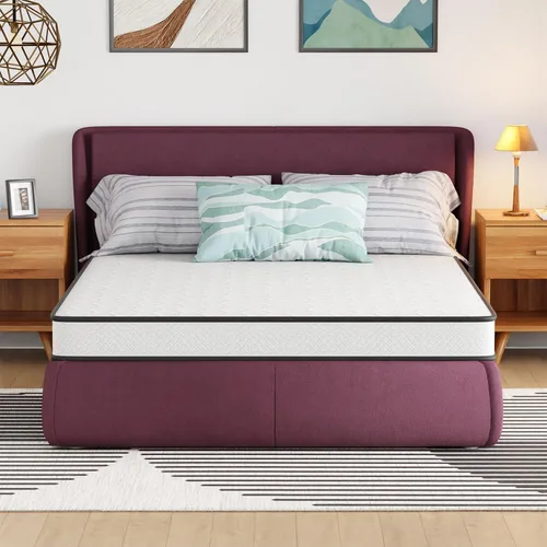 Miniatura 18 de FDW Colchón individual de 6 pulgadas, colchón híbrido de espuma viscoelástica y resortes interiores, colchón de espuma premium, alivio de presión