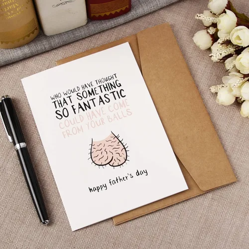 Miniatura 2 de CJ&M Divertida tarjeta de cumpleaños para papá, tarjeta de reseña de humor de cinco estrellas de hijo e hija (bolas)