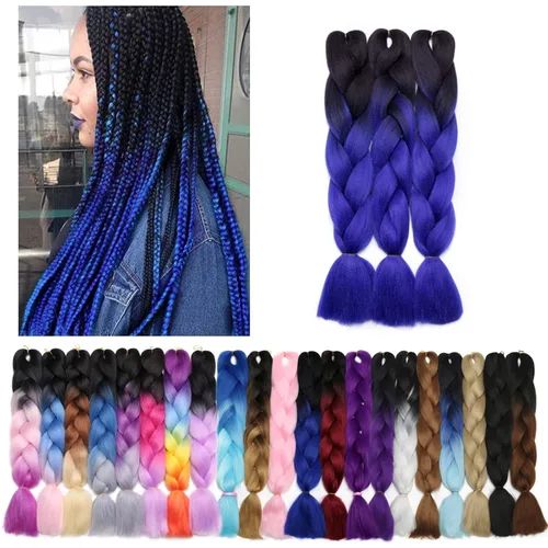 Miniatura 63 de Benehair Extensiones de cabello trenzado ombré de 24 pulgadas, 1 paquete de extensiones de cabello trenzado jumbo de alta temperatura, cabello