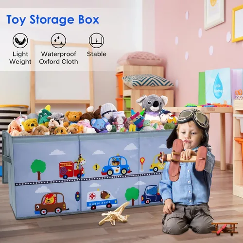 Miniatura 2 de decalsweet Caja de juguetes para niños, caja de almacenamiento de juguetes Oxford plegable con asas para niños, organizador de juguetes extra grande