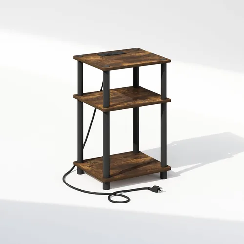 Miniatura 24 de Furinno Just Turn-N-Tube - Mesita de noche de almacenamiento abierto, 1 paquete, 3 niveles, blanco/blanco