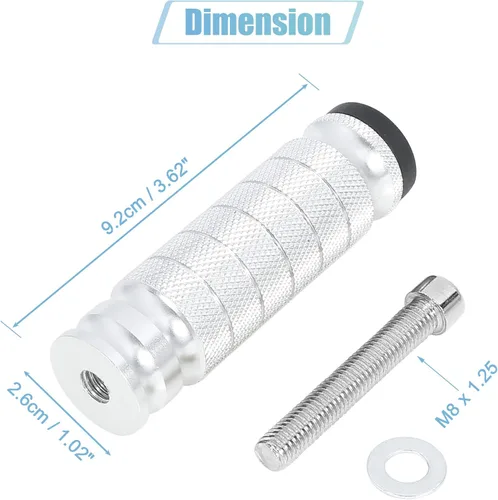 Miniatura 2 de F Fierce Cycle 1 par de reposapiés de aluminio de 6 mm para motocicleta, conjunto trasero, reposapiés, estribo, reposapiés para moto, tono plateado
