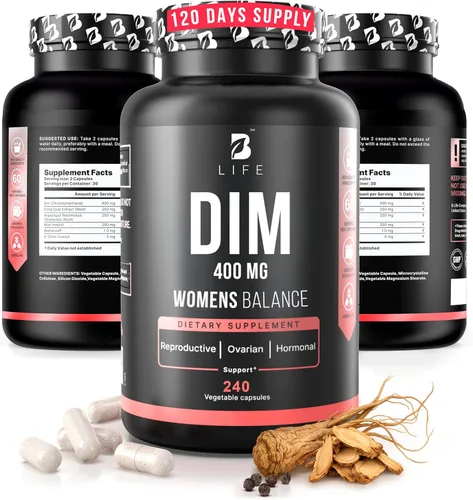 B Life Company Suplemento DIM 400 mg con Myo & D-Chiro Inositol, Dong Quai - Equilibrio Hormonal para Mujeres - Suplementos de fertilidad -