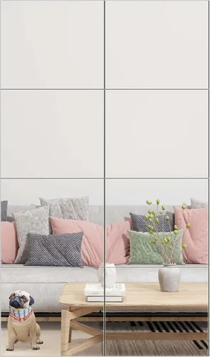 Miniatura 20 de Ruomeng Azulejos de espejo de pared de longitud completa, 10 x 10 pulgadas, 4 piezas sin marco, espejo de cuerpo completo, espejo montado