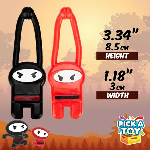 Miniatura 5 de PICK A TOY Juguetes ninja para niños y niñas, suministros de recuerdos de fiesta, ninjas voladores elásticos, 12 piezas, juguetes de tirachinas