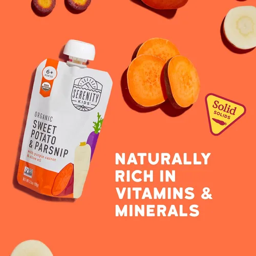 Miniatura 6 de Serenity Kids Bolsas de alimentos para bebés con puré vegetariano orgánico USDA de más de 6 meses, sin frutas azucaradas ni azúcar añadido, sin