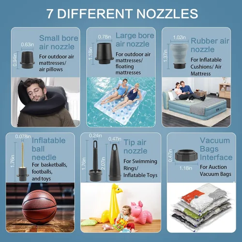 Miniatura 4 de XINBAOHONG Mini aire portátil camping luz pequeña inflador/bomba deflator con batería de 2000 mAh USB recargable para flotadores de piscina, cama