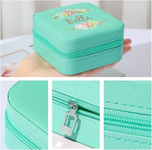 Miniatura 5 de Joyero personalizado con nombre y floral, estuche de viaje personalizado, organizador de dama de honor, regalos de cumpleaños para mujeres