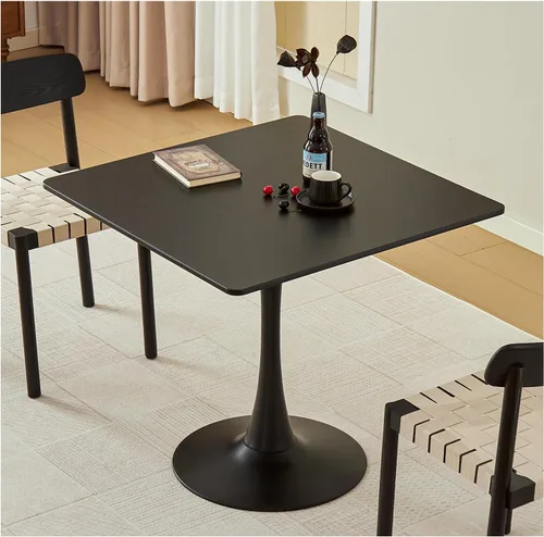 Miniatura 21 de Mesa de comedor redonda, mesa circular de tulipán de 31.5" con tablero engrosado y pedestal de metal, mesa de bistró moderna de mediados de siglo