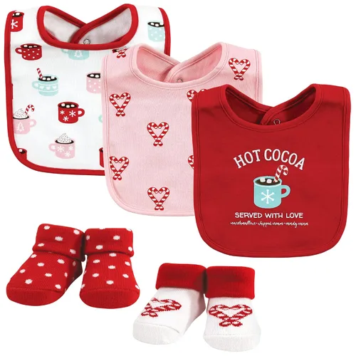 Miniatura 35 de Hudson Baby Conjunto de babero y calcetines unisex de algodón para bebé, Tamaño único Chica Calabaza