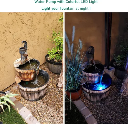Miniatura 3 de Lewisia Bomba de fuente sumergible de 211 GPH con luz LED, flujo de agua ajustable para jardín, estanque koi, cascada, acuario, acuario, pecera