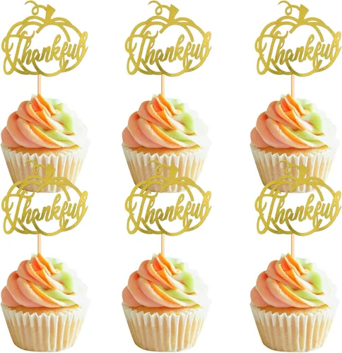 Miniatura 12 de 24 adornos para cupcakes de calabaza con purpurina, decoraciones de baby shower, tema de cosecha de otoño, suministros para fiestas de cumpleaños