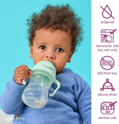 Miniatura 3 de b.box Vaso para sorber con popote pesado. Bebe desde cualquier ángulo, a prueba de fugas, a prueba de derrames, fácil agarre. Sin BPA, apto