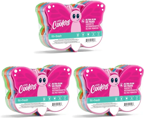 Fit & Fresh Cool Coolers - Paquetes de hielo para almuerzo de niños, paquetes delgados de hielo para bolsas de almuerzo, paquetes de hielo