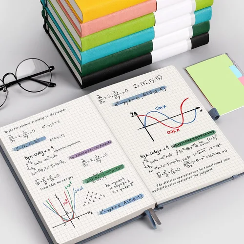 Miniatura 6 de AHGXG Cuaderno de papel cuadriculado - 320 páginas cuaderno de cuadrícula A5, papel cuadriculado grueso de 100 g/m², tapa dura de cuero, bolsillo