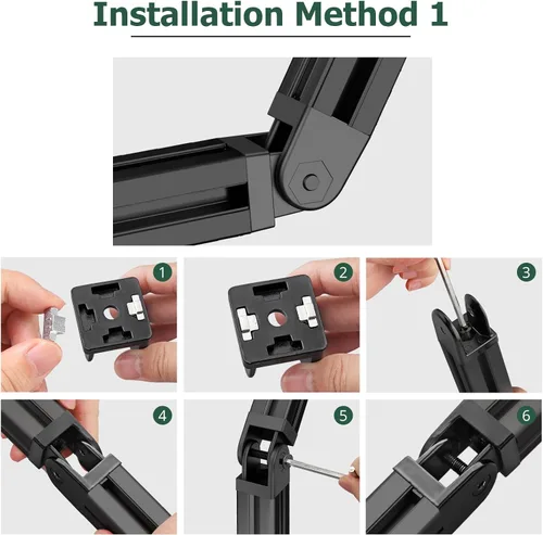 Miniatura 6 de JiGiU Juego de conectores de perfil de aluminio 3030 de 4 piezas – Conector de tuerca de 8 ángulos con abrazadera de palanca – Junta de marco