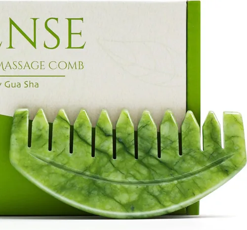 Miniatura 16 de Gua Sha Peine, jade de piedra guasha natural, peine de masaje para el cuidado del cuero cabelludo, herramienta de masaje para raspado corporal Gua