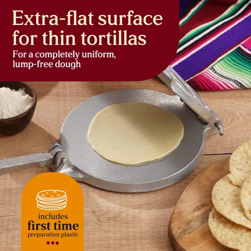 Miniatura 4 de Estrella - Prensa de tortillas de hierro fundido de 7.5 pulgadas – Tortilla resistente para tortillas de maíz y harina, Tostonera y Prensa