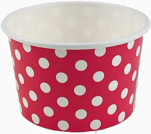 Miniatura 10 de Worlds Copas de papel para helado de papel con lunares, tazas de yogur de 12 onzas, mezcla de 50