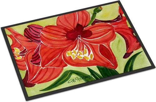 Caroline's Treasures 6055MAT Flower - Tapete Amaryllis de 18 x 27 pulgadas para puerta delantera, para interiores y exteriores, para entrada,