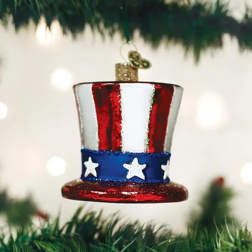 Miniatura 2 de Old World Christmas Adorno de cristal soplado sombrero del tío Sam (36206)