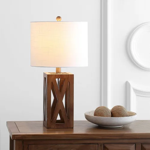 Miniatura 2 de JONATHAN Y JYL1062A Stewart 21.5" lámpara de mesa de madera LED industrial estilo francés campestre rústico para recámara, sala de estar, oficina
