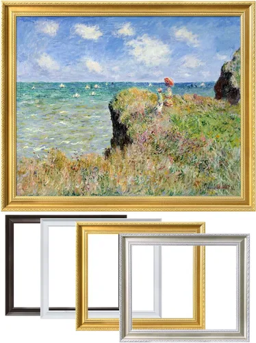 Miniatura 55 de Pinturas clásicas mundiales de Claude Monet Impresión giclée sobre lienzo alargado, pieza de galería para colgar y decorar el hogar, The CliffWalk