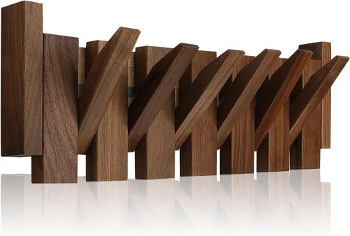 Miniatura 8 de Perchero de madera con 3 ganchos montado en la pared Perchero de pared de madera de nogal