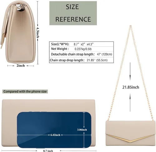 Miniatura 3 de Bolso de noche para mujer, de cuero vegano, bolso de mano clásico elegante