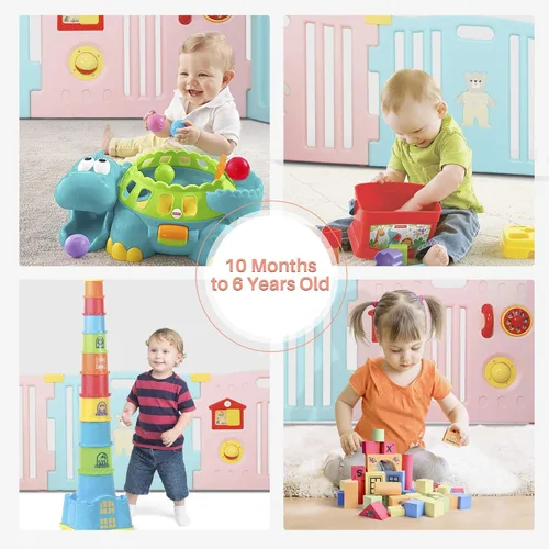 Miniatura 6 de Kidzone Corralito Interactivo para Bebés de 8 Paneles Patio de Juegos con Puerta de Seguridad Centro de Juegos para Niños Corralito de Actividades