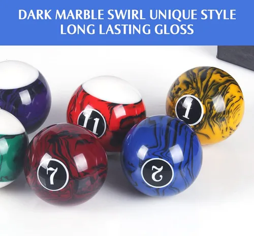 Miniatura 3 de Juego de bolas de billar para mesa de billar, diseño de mármol, remolino y estilo clásico, juego de 16 bolas