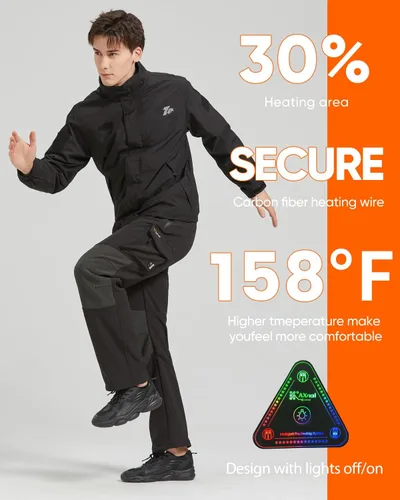 Miniatura 2 de Pantalones térmicos con batería de 20000 mAh, pantalones eléctricos para senderismo para nieve, pantalones de invierno Softshell para exteriores