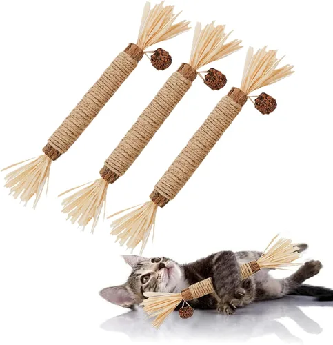 Miniatura 9 de Juguete para gatos de 4.23 oz/4.23 onzas, aceite de pescado, hierba gatera, palo para eliminación de bolas de pelo, limpieza de dientes, gatos