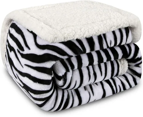 Miniatura 11 de MACEVIA Manta Decorativa de Forro Polar Sherpa para Sofá, Manta de Cebra 3D, Mullida, Gruesa, Cálida, Reversible, Acogedora, Cómoda, Súper Suave