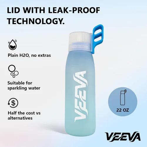 Miniatura 4 de VEEVA Botella de agua perfumada (34 onzas) con 3 cápsulas aromáticas + pajita. A prueba de fugas, sin BPA, funciona con carbonatación. Perfecta