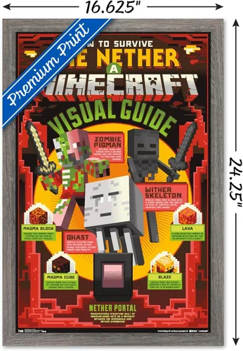 Miniatura 3 de Trends International Minecraft - Póster de The Nether Wall, 14.725 x 22.375 pulgadas, versión enmarcada de madera de granero