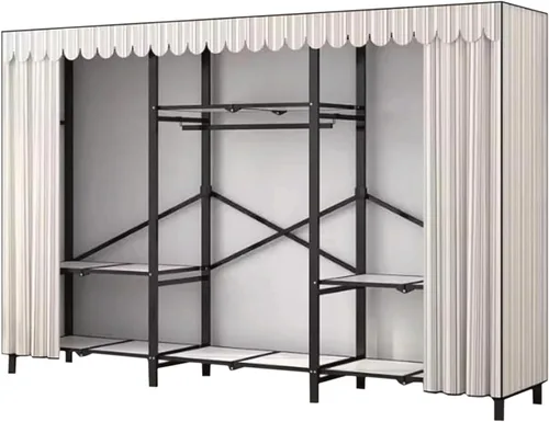 Miniatura 10 de large closets Folding Closet with Cloth Cover Clothes Closet Portable Wardrobe Closet Metal Iron Frame Closets for Bedroom Large Closet Space-saving