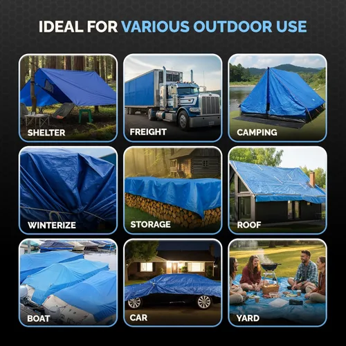 Miniatura 5 de Tarps - Lona azul impermeable de 20 x 30 pulgadas, lona de 5 milésimas de pulgada de grosor para exteriores, lona de protección multiusos