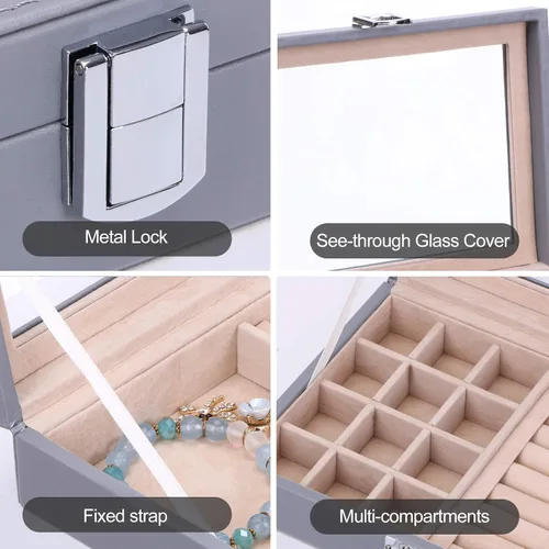 Miniatura 6 de BEWISHOME Soporte para anillos y organizador de aretes, organizador de almacenamiento de aretes para adolescentes y mujeres, bandejas organizadoras