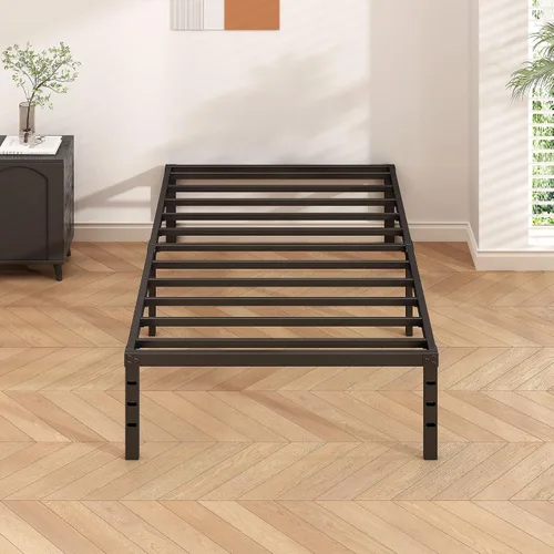 Miniatura 6 de HLIPHA - Base de cama metálica de plataforma de 12 pulgadas de altura, no necesita somier, base de cama tamaño individual con listones de soporte