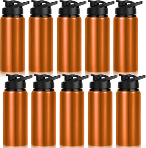 Miniatura 9 de Paquete de 10 botellas de agua a granel, botellas de agua deportivas de aluminio de 20 onzas con tapas a presión, botellas de agua reutilizables