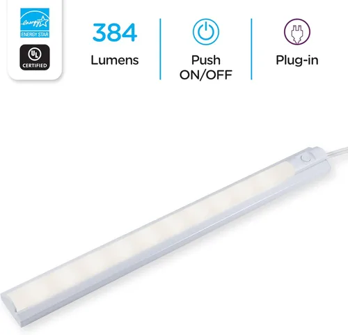 Miniatura 4 de Enbrighten 16 Pulgadas de Luz LED Premium para Debajo del Gabinete, Enchufable, Blanco Brillante 3000K, 384 Lúmenes, Carcasa de Plástico