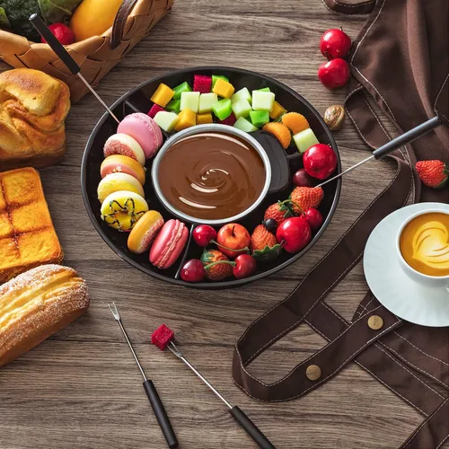 Miniatura 6 de Lallisa Juego de ollas de fondue eléctricas, kit de fondue de chocolate, máquina de fondue eléctrica, bandejas de servir desmontables con 4