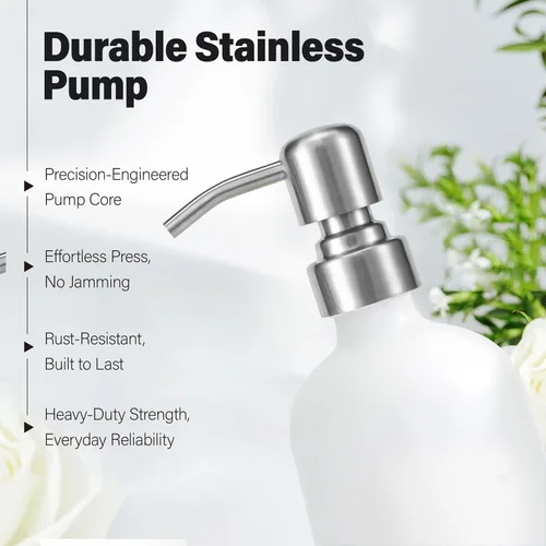 Miniatura 3 de Prus Waso Juego de Dispensador de Jabón Blanco para Baño, Dispensador de Mano y Loción con Bomba, Perfecto para Artículos Esenciales de Baño para Hl